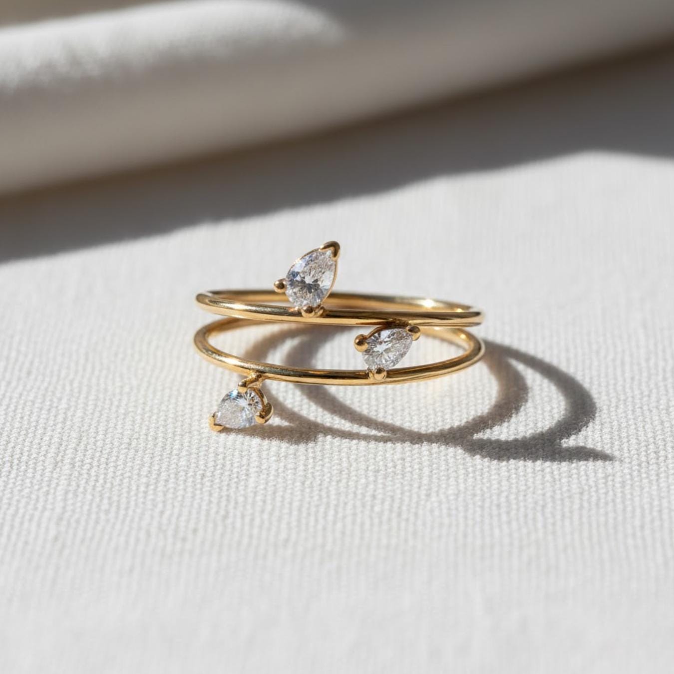 Pear Three Diamond Engagement Ring Lab Created Diamond Gift for Wife