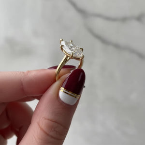 Marquise Lab Diamond Proposal Ring Anniversary Gift Six Claw Setting