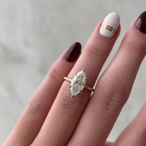 Marquise Lab Diamond Proposal Ring Anniversary Gift Six Claw Setting