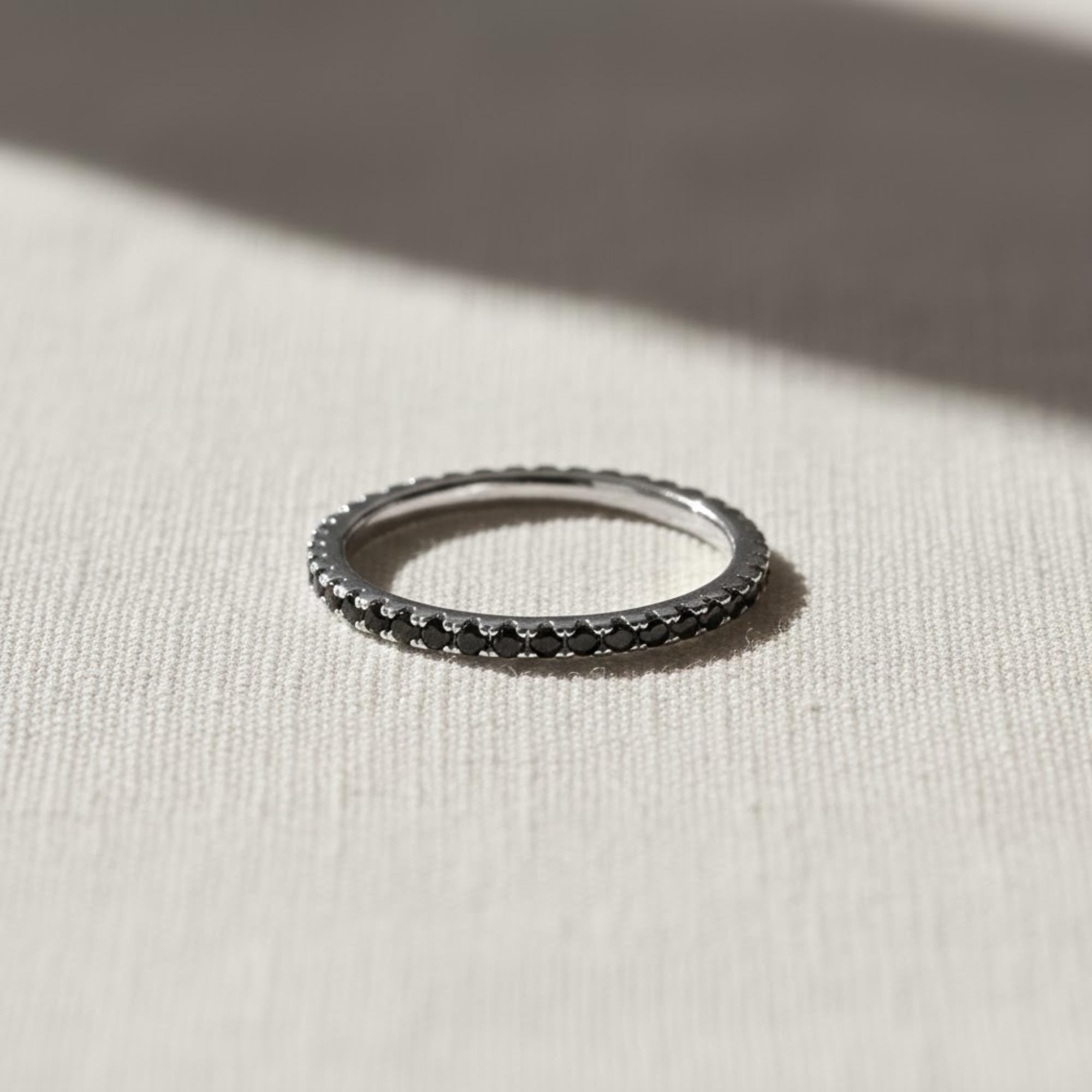 14K Gold Black Diamond Eternity Ring