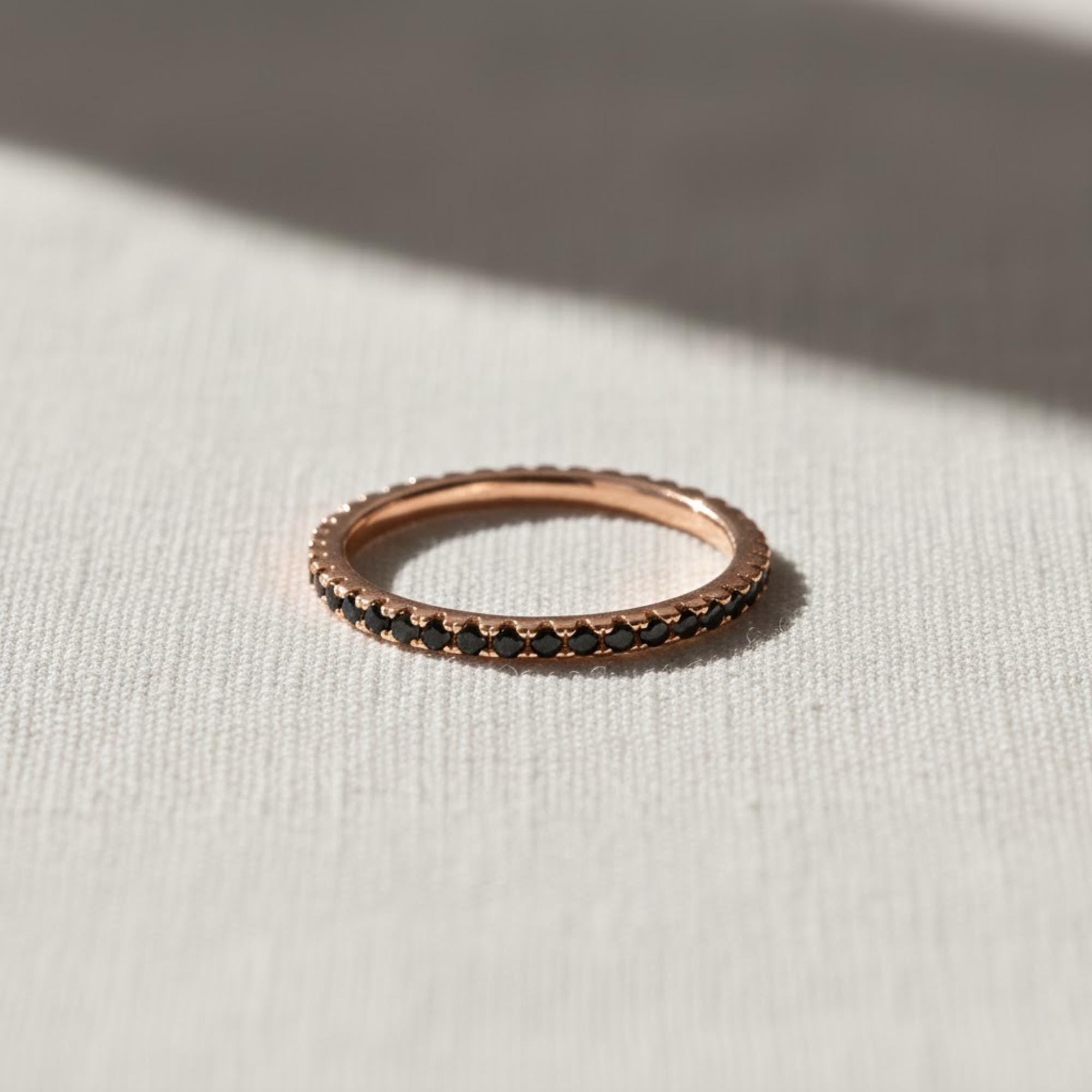 14K Gold Black Diamond Eternity Ring