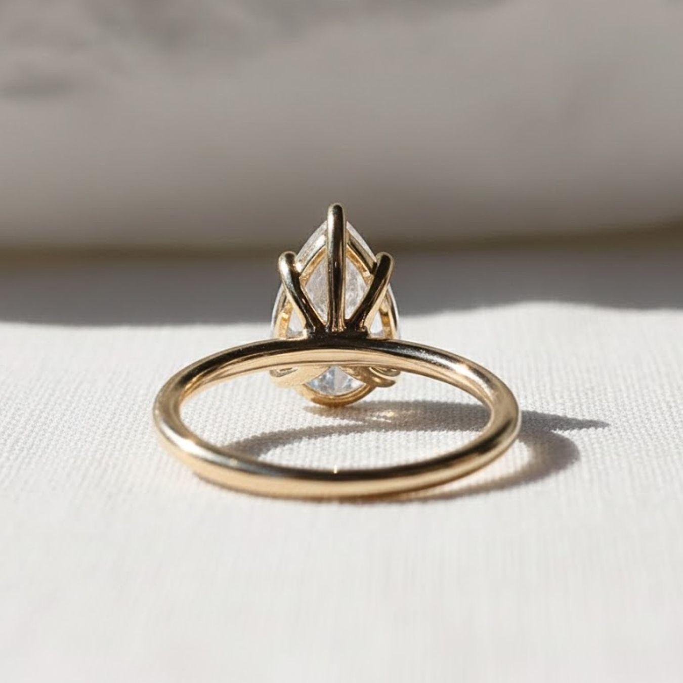 2.5 CT Pear Lab Grown Diamond Solitaire Cathedral Ring