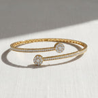 1.51 Ct Diamond Bangle, 14K Gold Lab Grown Diamond Bangle, Open Cuff Bangle