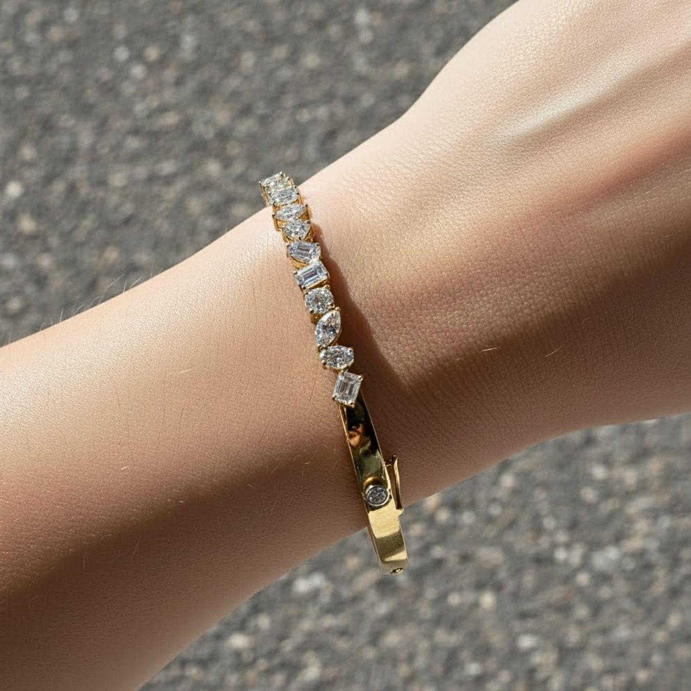 Multi Shape Lab Diamond Bangle Bracelet