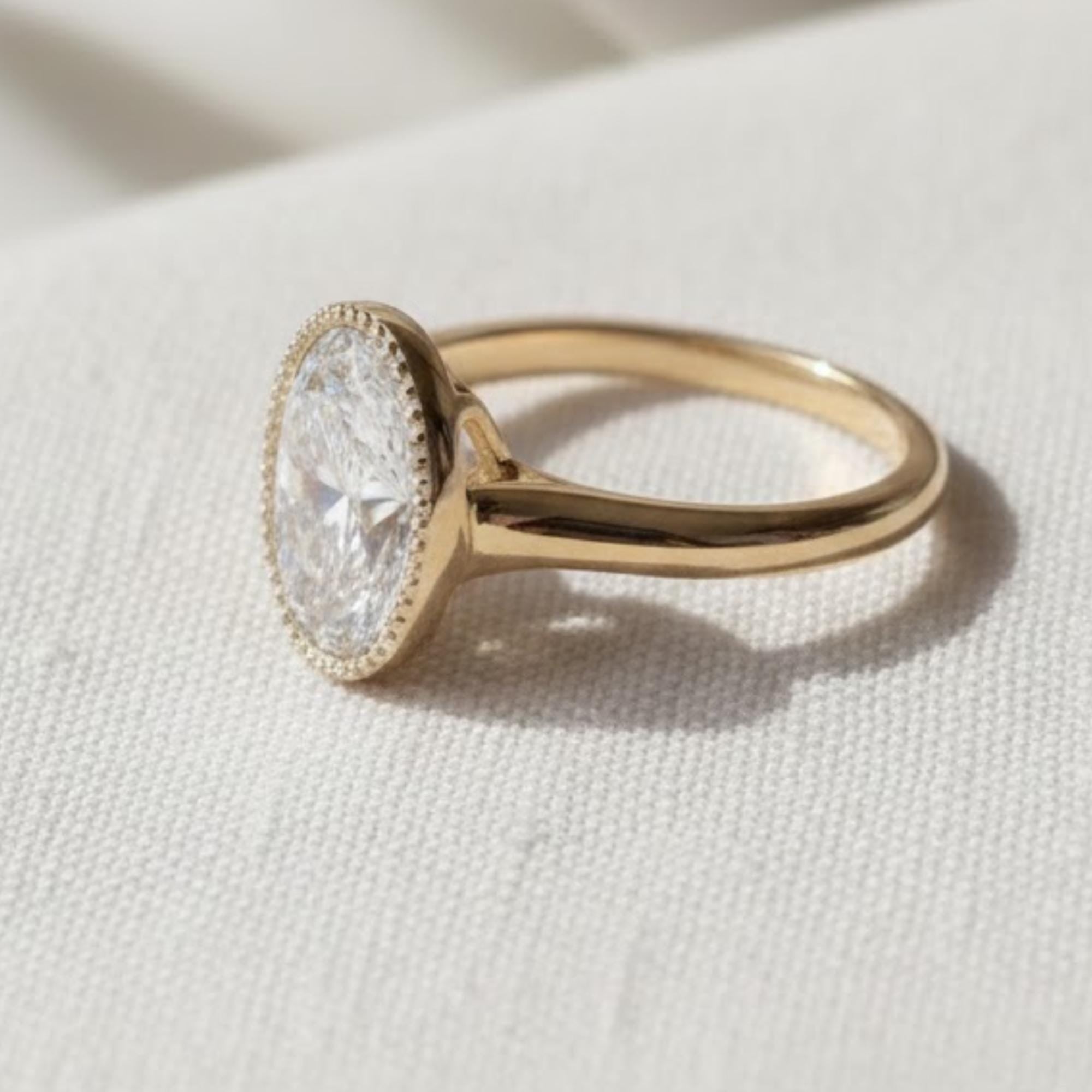Elongated Oval Diamond Engagement Ring