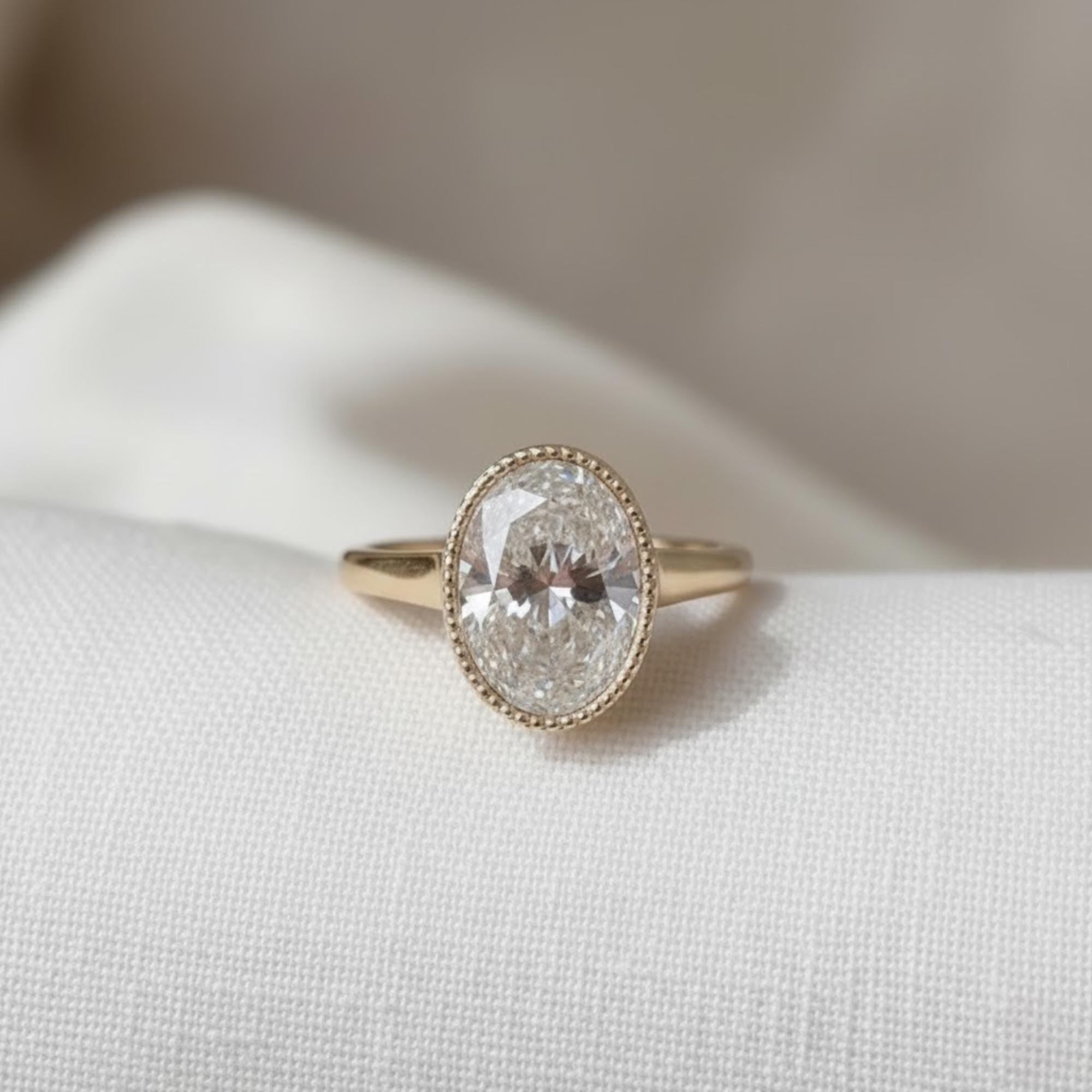 Elongated Oval Diamond Engagement Ring