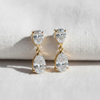 Pear Cut Diamond Wedding Earrings in 14K Yellow Gold, Elegant Drop Earrings for Women, Perfect Anniversary Gift for Her