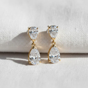 Pear Cut Diamond Drop Wedding Earrings