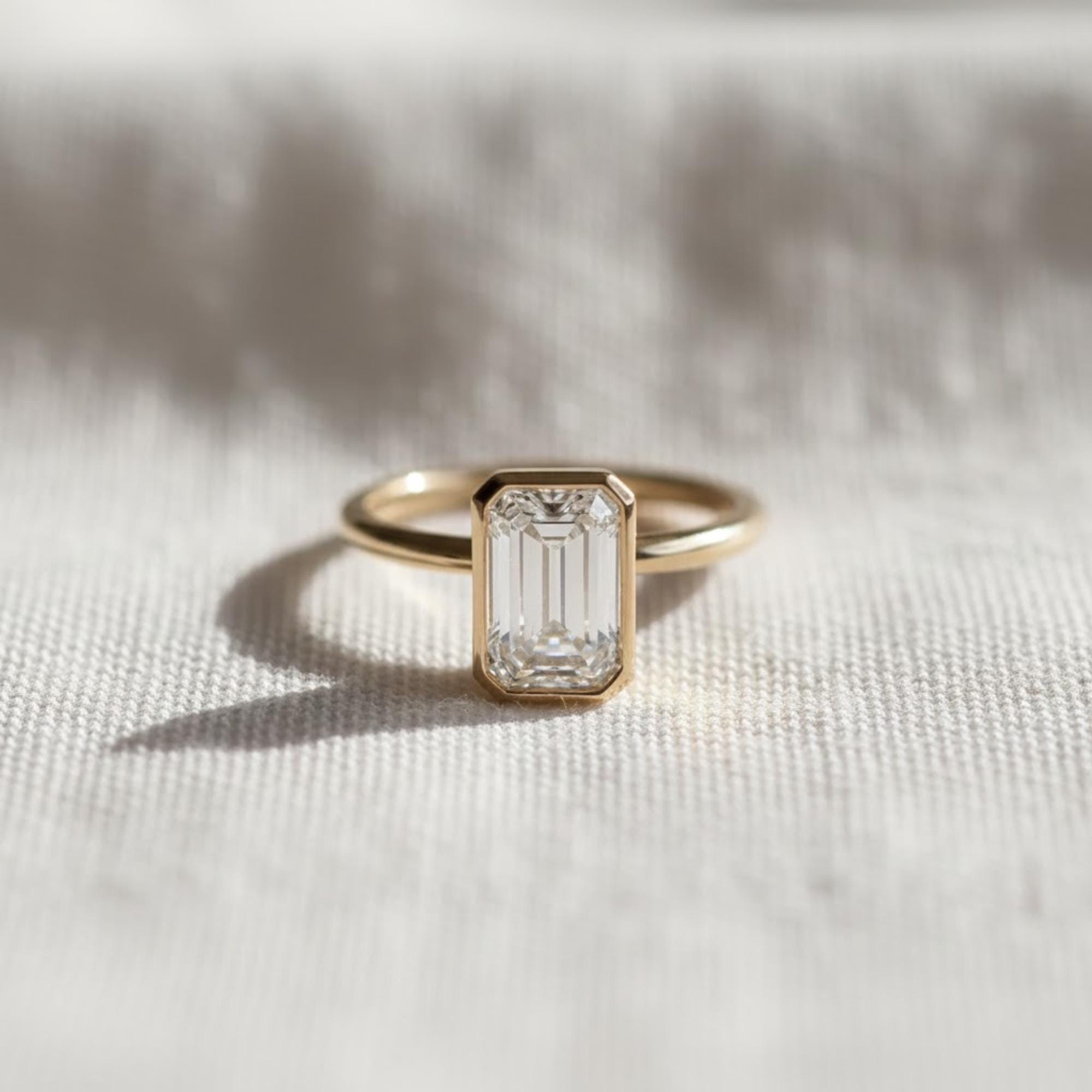 2CT Emerald Cut Lab Diamond Solitaire Ring 14K in Yellow Gold IGI Certified