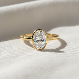 Oval Lab Diamond Solitaire Ring 14K Solid Gold IGI Certified