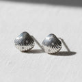 Silver Shell Stud Lab Grown Diamond Stud Earring - Minimalist stud earrings - Silver Gold Earring