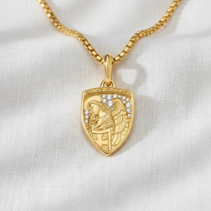 St Michael Catholic Diamond Necklace, 14K Gold