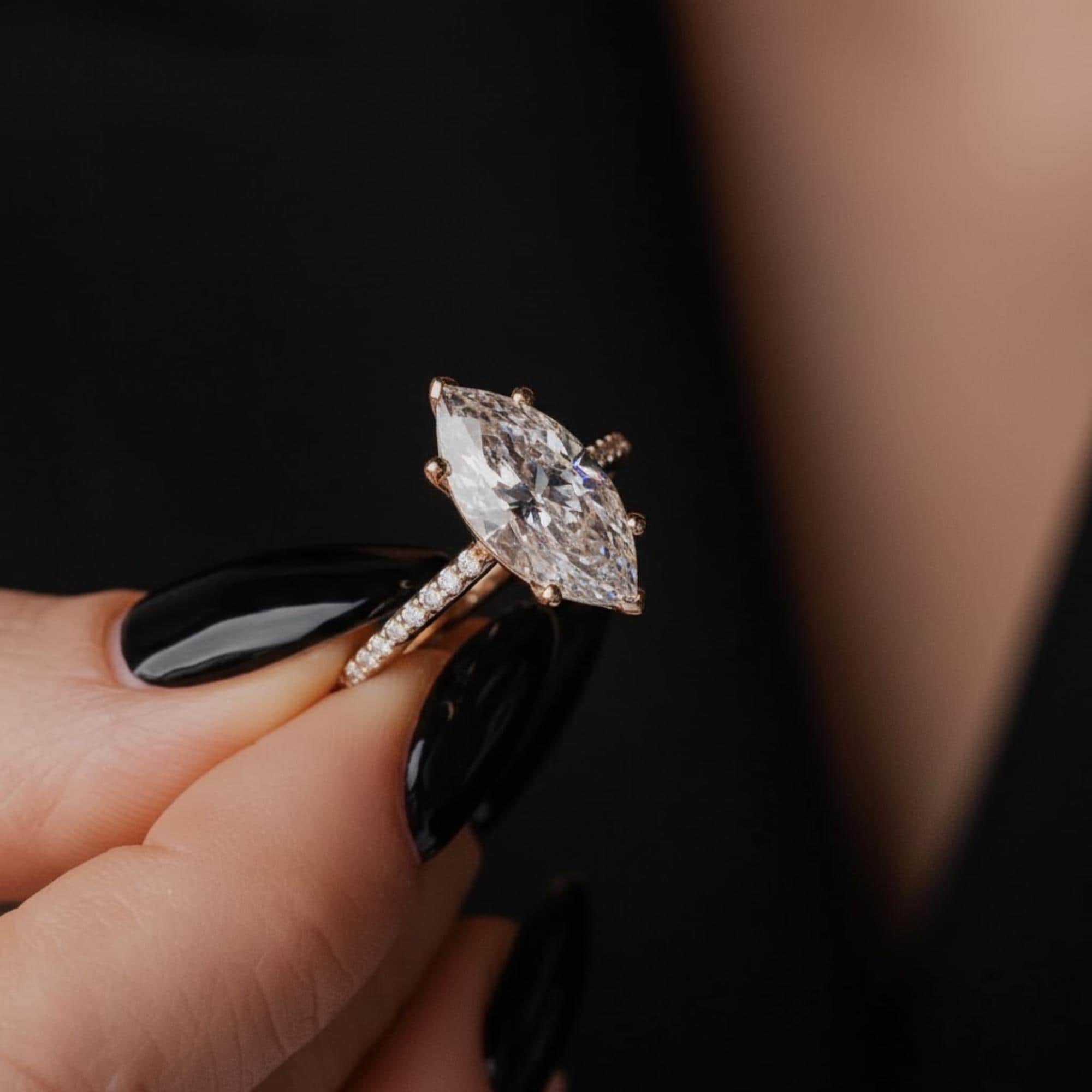 2.5ct Marquise Lab Diamond Engagement Ring Hidden Halo IGI Certified