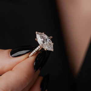 2.5ct Marquise Lab Diamond Engagement Ring Hidden Halo IGI Certified
