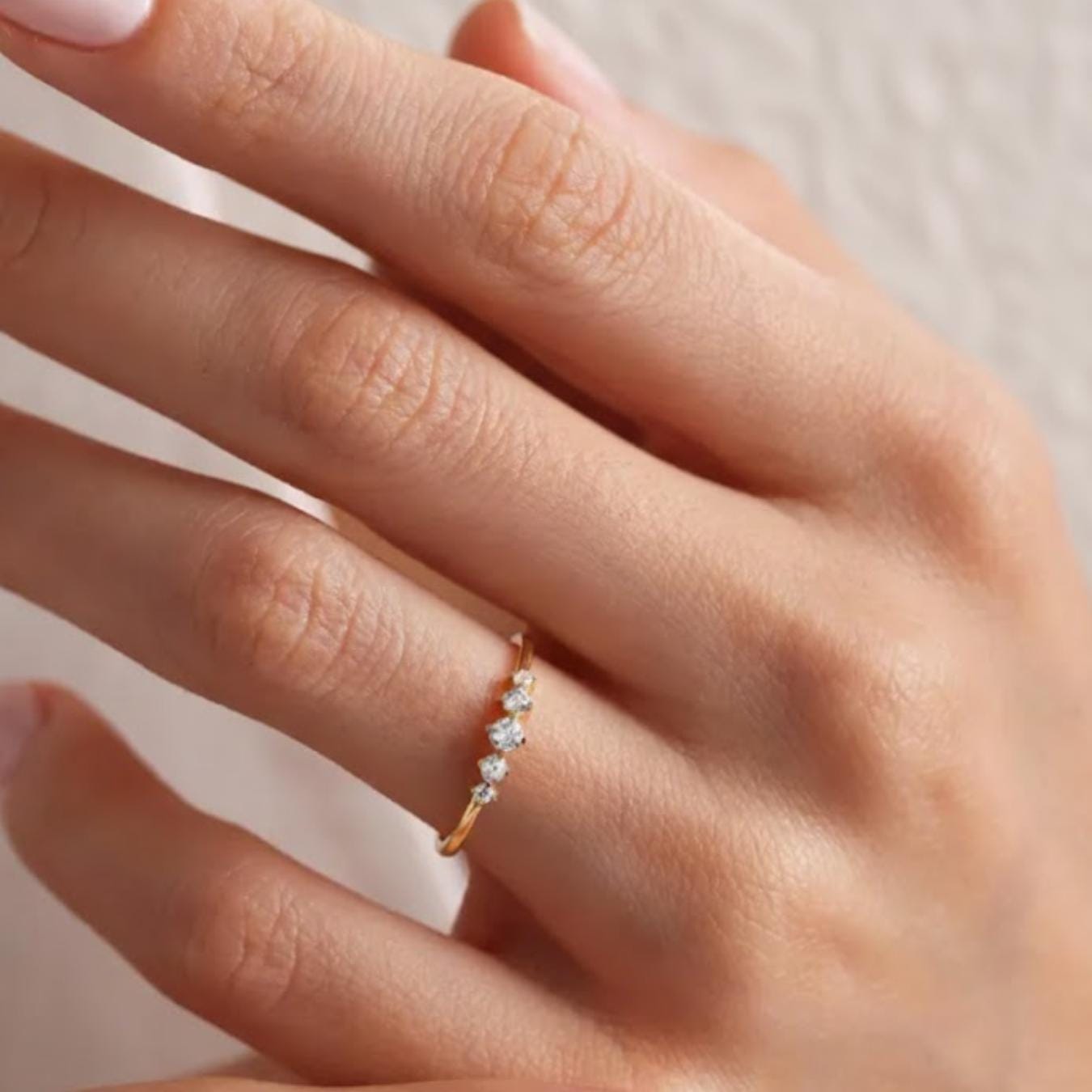 Lab Grown Diamond Wedding Band | 14K Solid Gold Stacking Ring