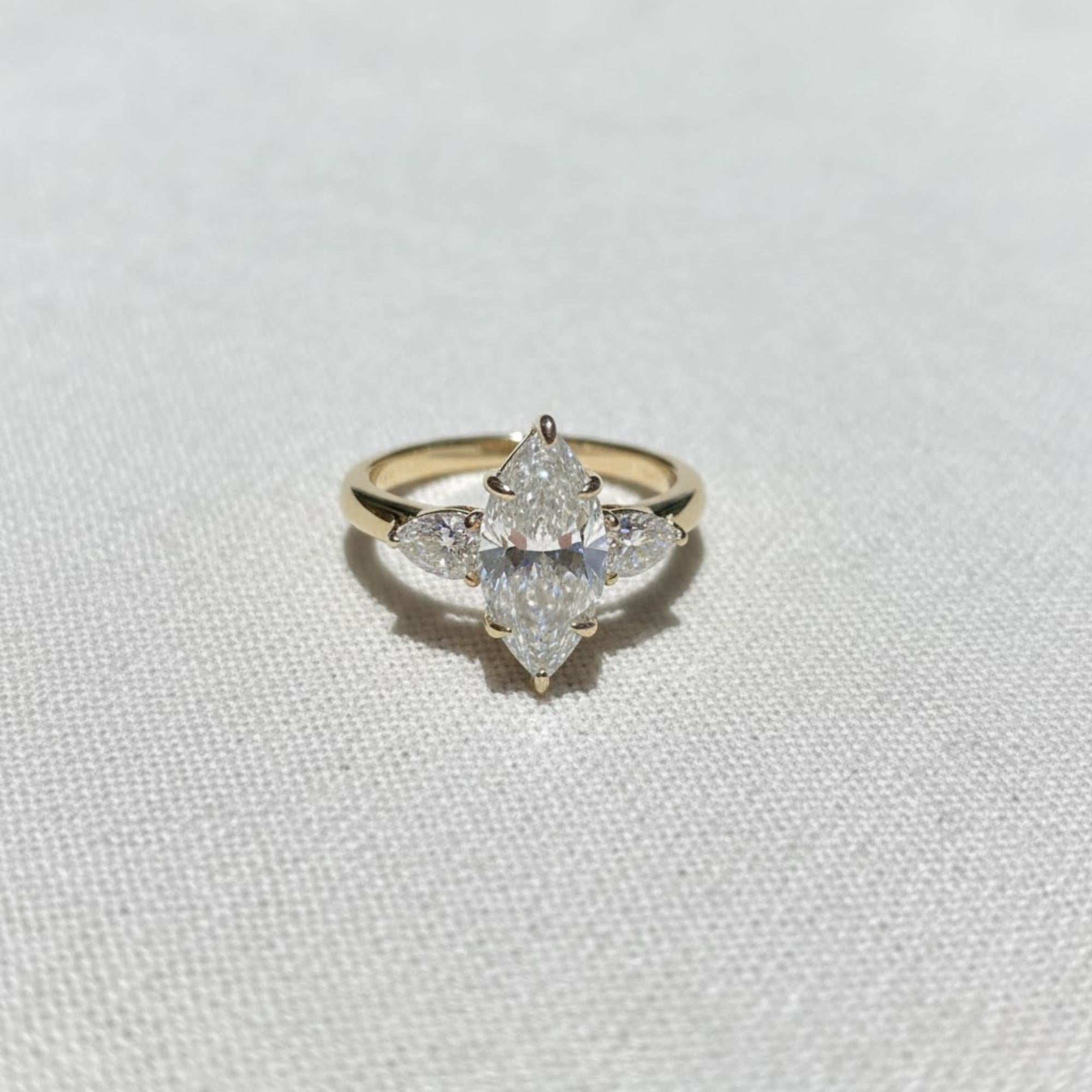 Solitare Marquise Cut Lab Diamond Ring