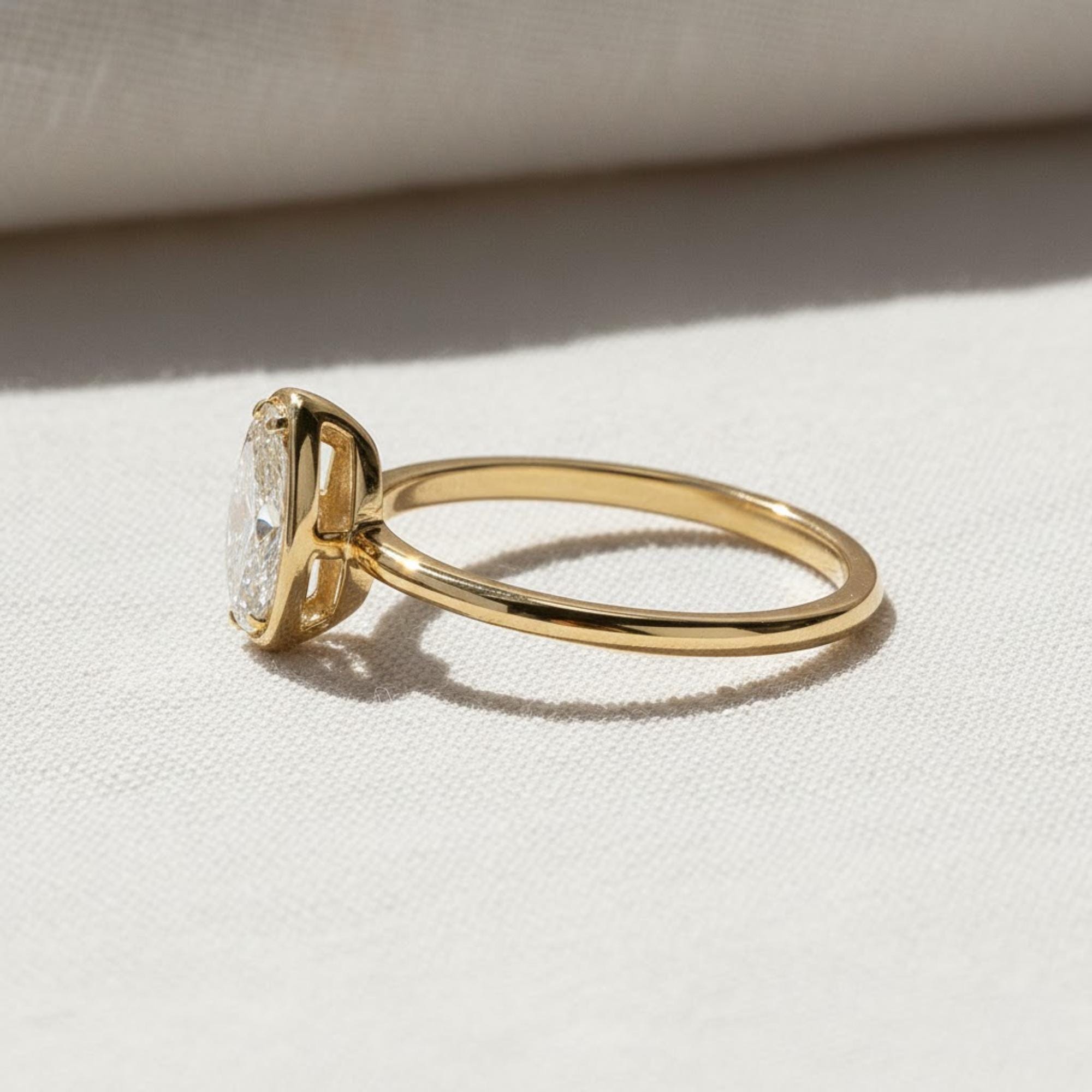 Pear Shaped Lab Created Diamond Ring