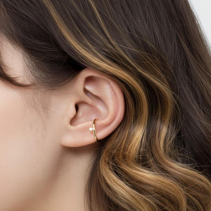 Dainty 14K Solid Gold Diamond Ear Cuff | No Piercing Earring