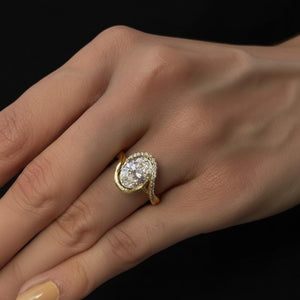 2 Ct Oval Lab Diamond Bypass Engagement Ring, 14K Gold