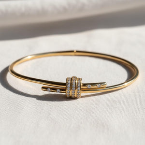 Round Cut Diamond Solid Gold Bangle Bracelet