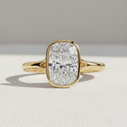 2 Carat Elongated Cushion E VS1 Lab Grown Diamond Bezel Set Ring / Delicate Split Shank Engagement Ring / Elongated Diamond Art Deco Design