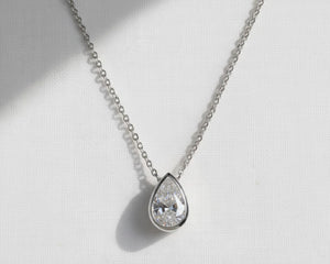 Pear Cut Lab Diamond Bezel Set Pendant for Her