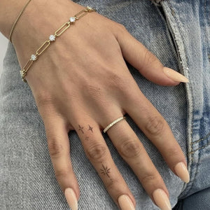 Paperclip Lab Diamond Station Bracelet, Gold Chain Bracelet