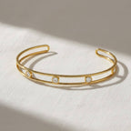14K Gold Round Cut Diamond Bangle Bracelet Dainty Diamond Gold Cuff Bangle Bracelet Unique Diamond Bracelet Gifts For Women