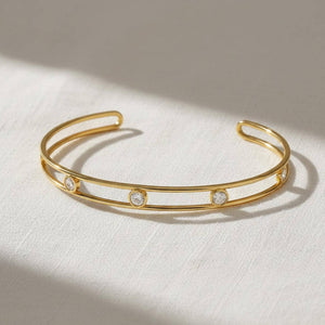 14K Gold Round Cut Diamond Bangle Bracelet