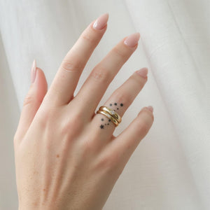 2pc Star Design Couple Gold Wedding Band Rings Set