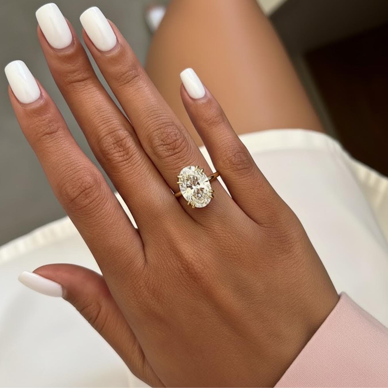 14K Gold Oval Lab Diamond Engagement Ring