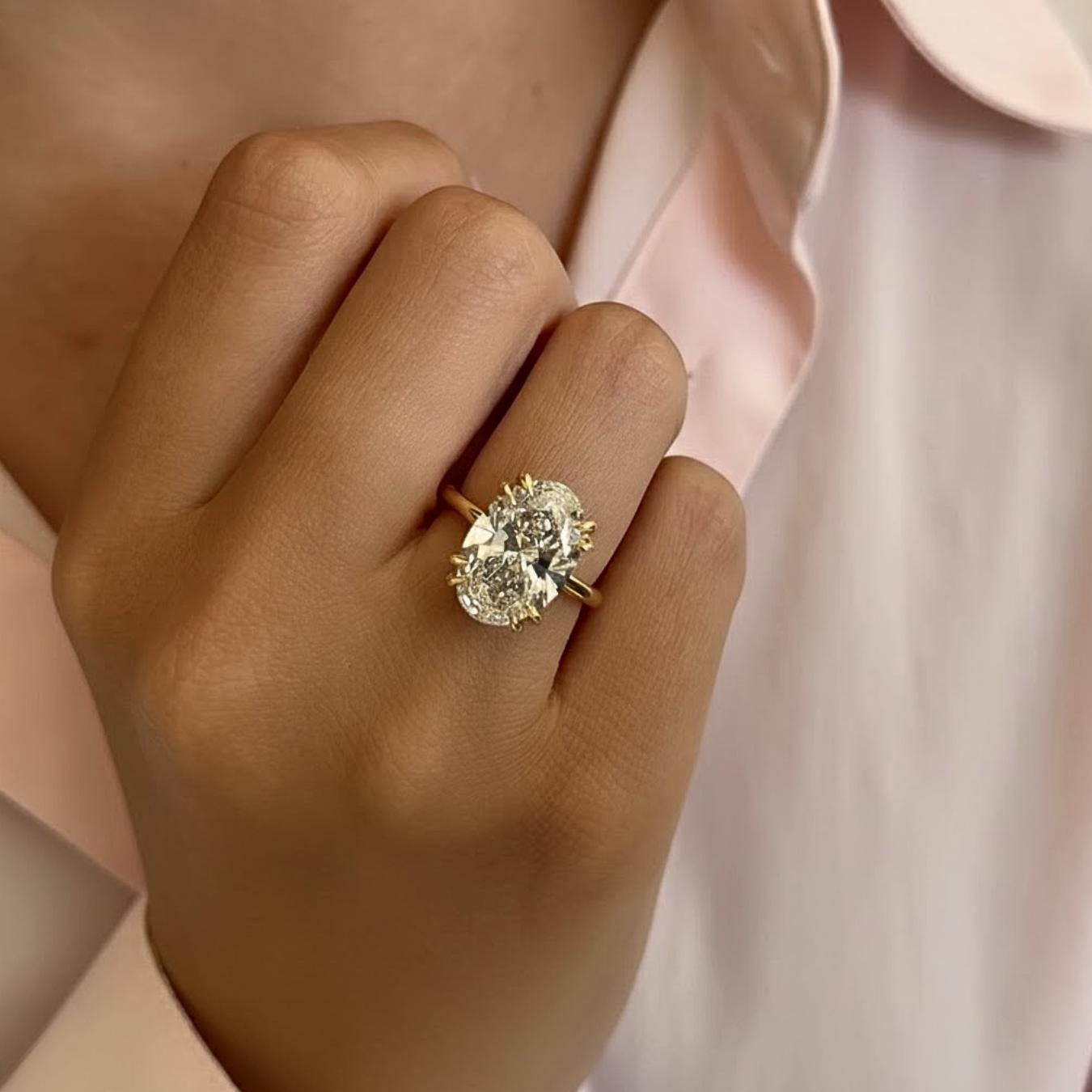 14K Gold Oval Lab Diamond Engagement Ring