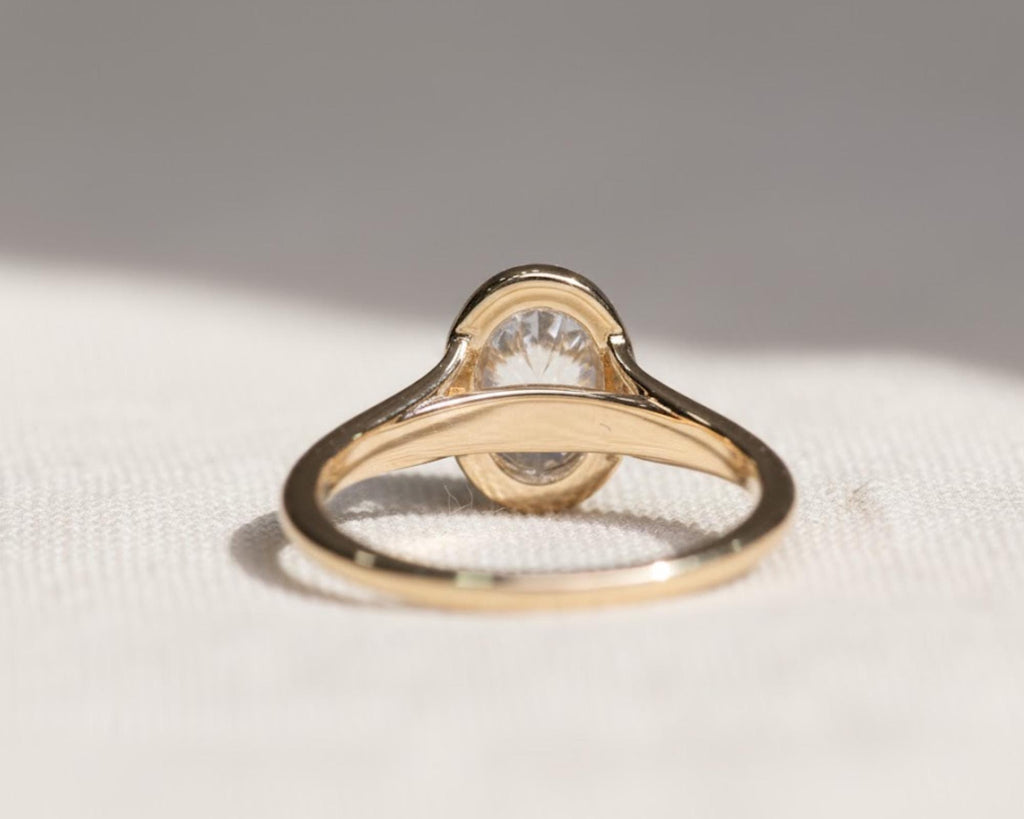 2 Carat Oval Lab Grown Diamond Solitaire Ring / Bezel Set Diamond Engagement Ring / 2ct Oval Split Shank Ring / Bezel Set Oval Diamond Ring