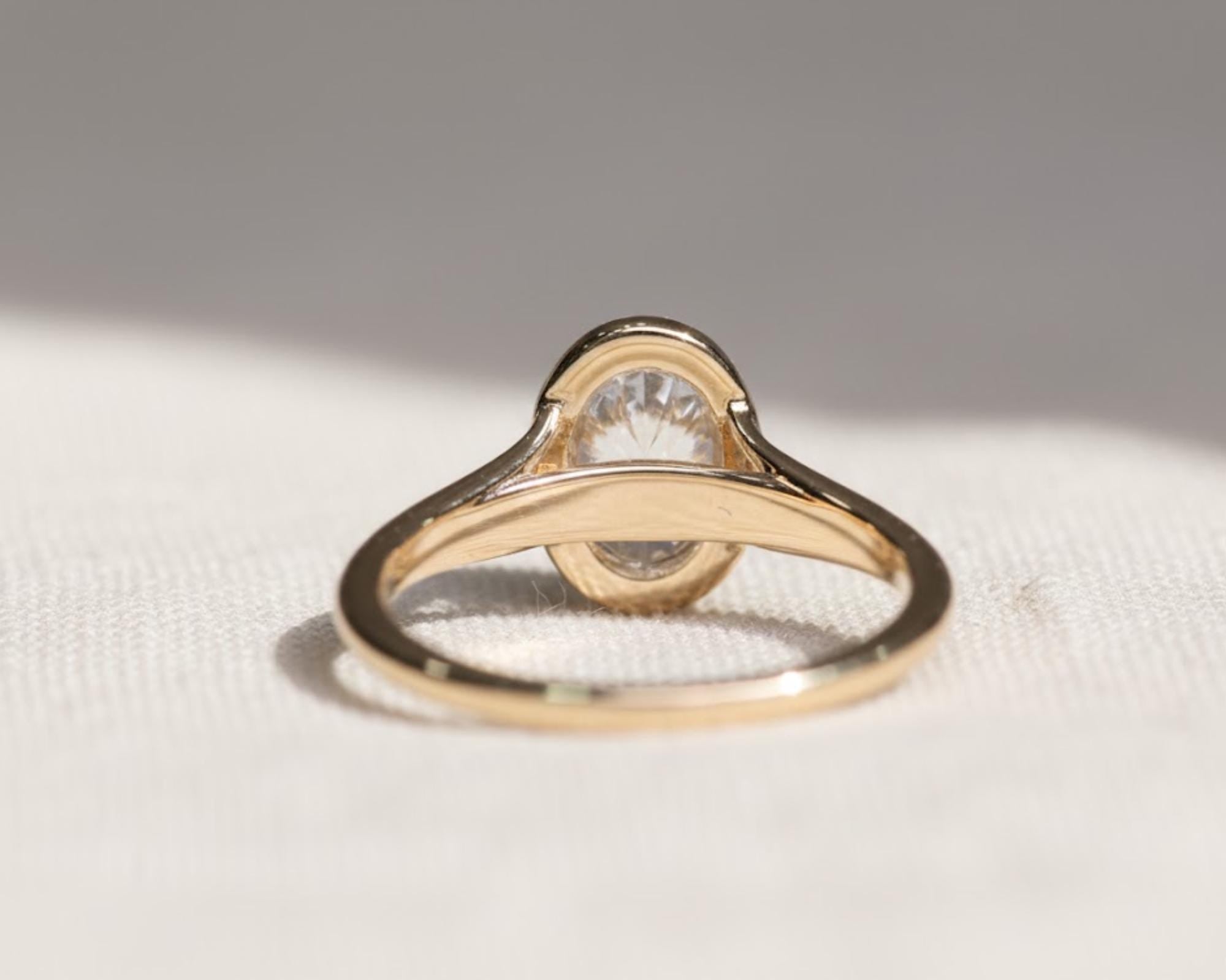 Oval Lab Diamond Bezel Solitaire Ring
