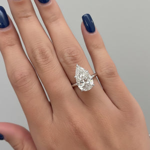 4 Ct Elongated Pear Lab Diamond Solitaire Engagement Ring
