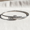 2 mm Silver Bangle Bracelet for Women, Round Cut Diamond Bracelet Bangle, Siver Bracelet, Diamond Bangle Bracelet, Gift For Her