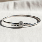 2 mm Silver Bangle Bracelet for Women, Round Cut Diamond Bracelet Bangle, Siver Bracelet, Diamond Bangle Bracelet, Gift For Her
