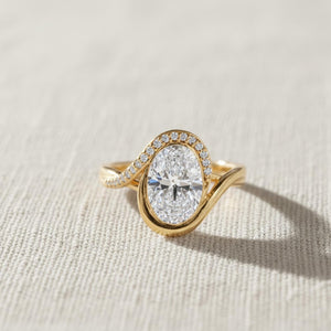 2 Ct Oval Lab Diamond Bypass Engagement Ring, 14K Gold
