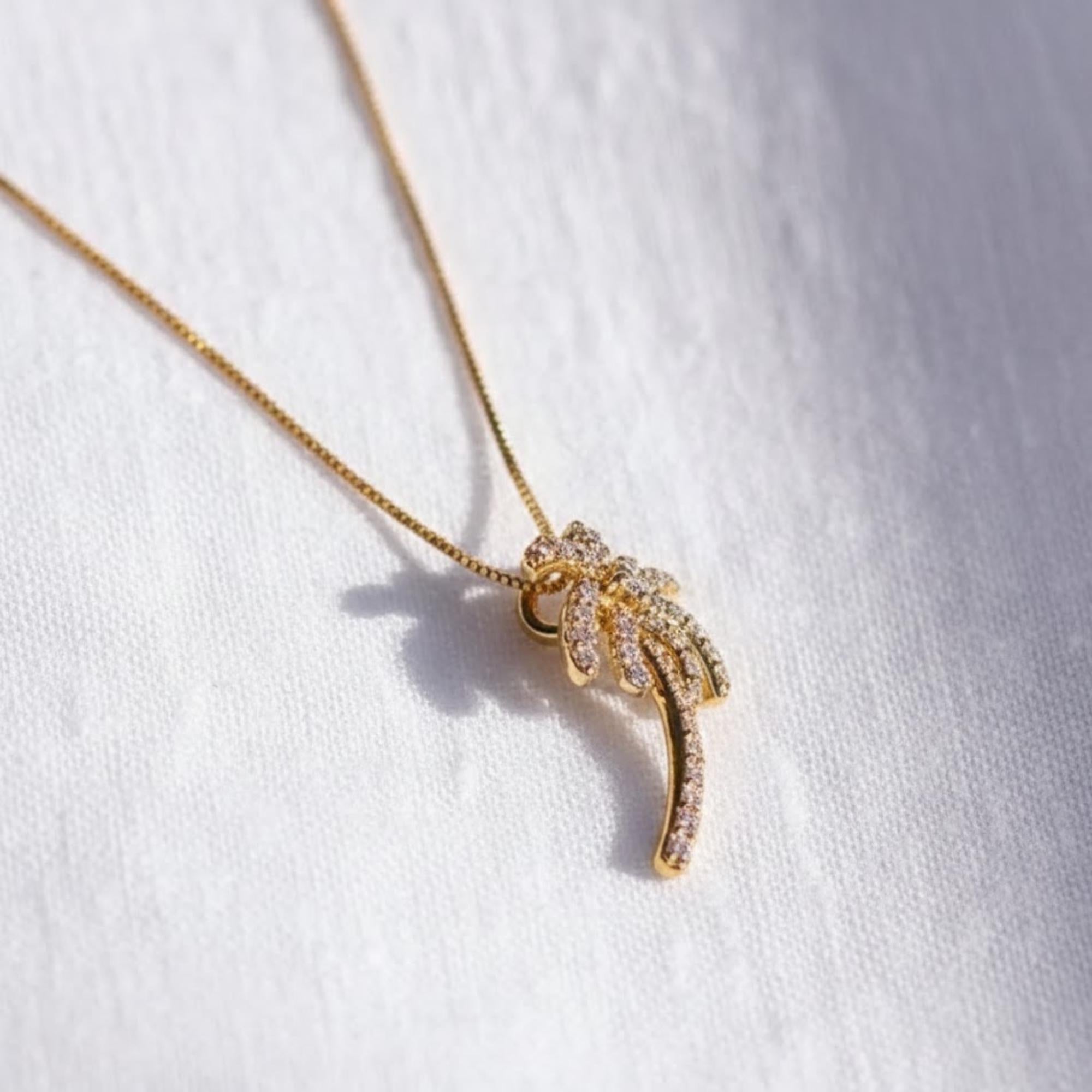 Diamond Palm Tree Pendant Necklace