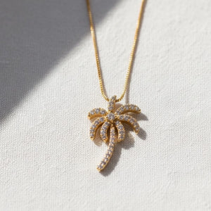 Diamond Palm Tree Pendant Necklace