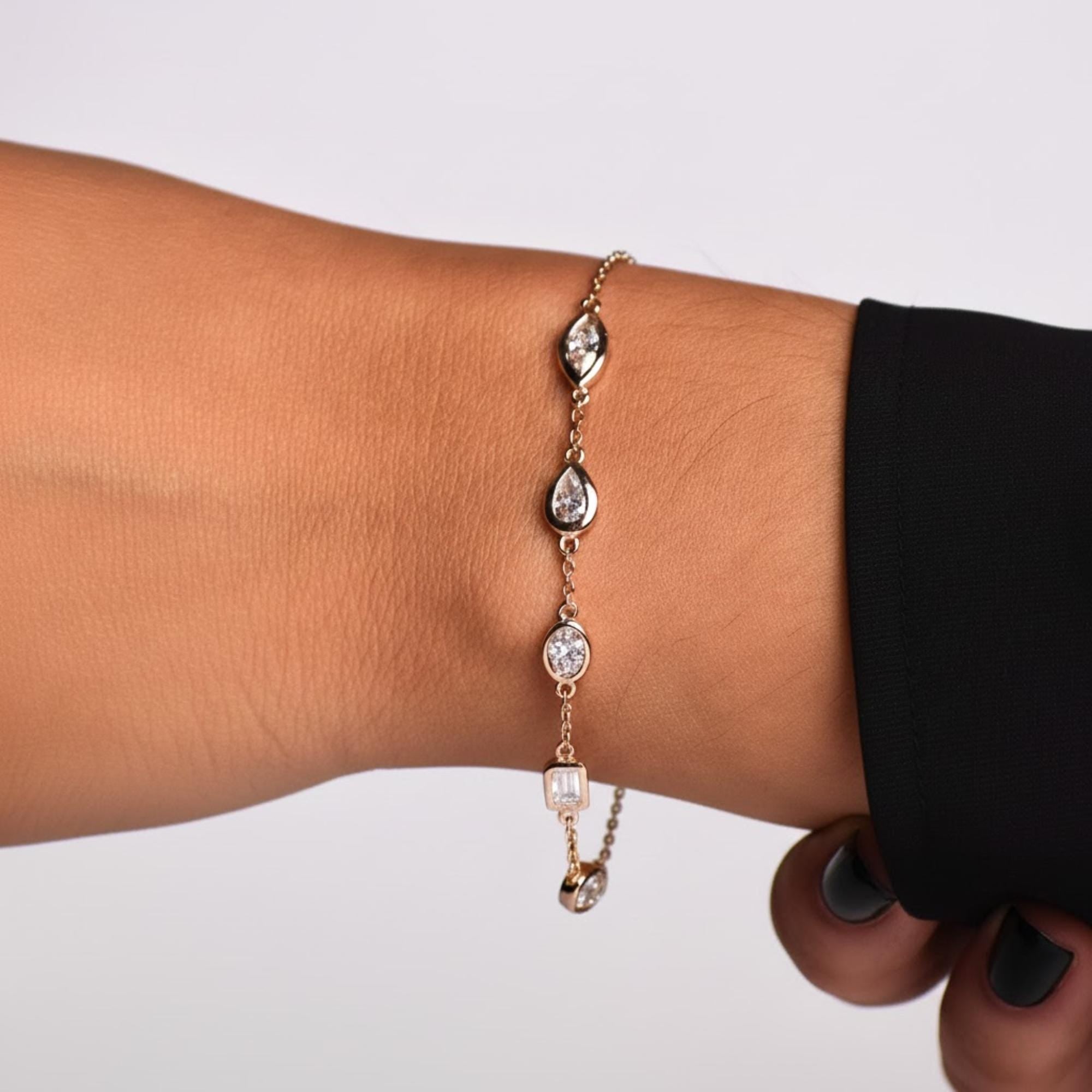1.00 Ct Mix Cut Lab Diamond Tennis Bracelet for Women