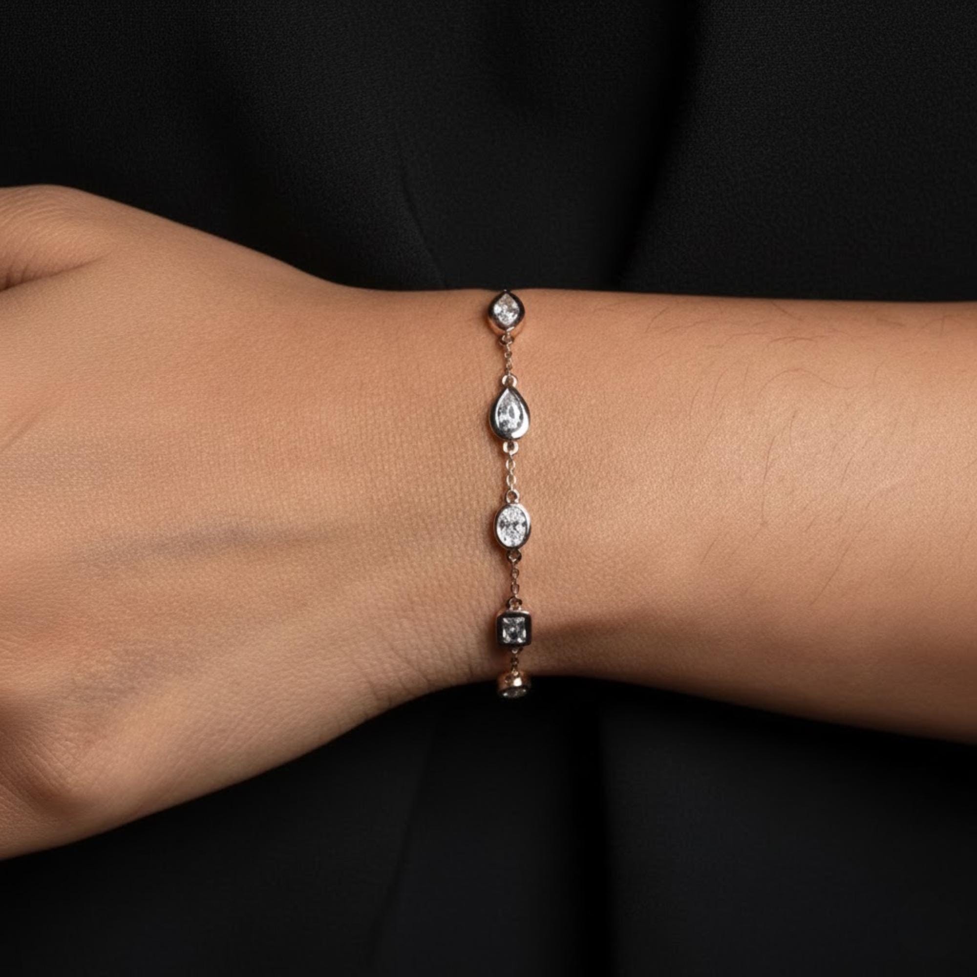 1.00 Ct Mix Cut Lab Diamond Tennis Bracelet for Women