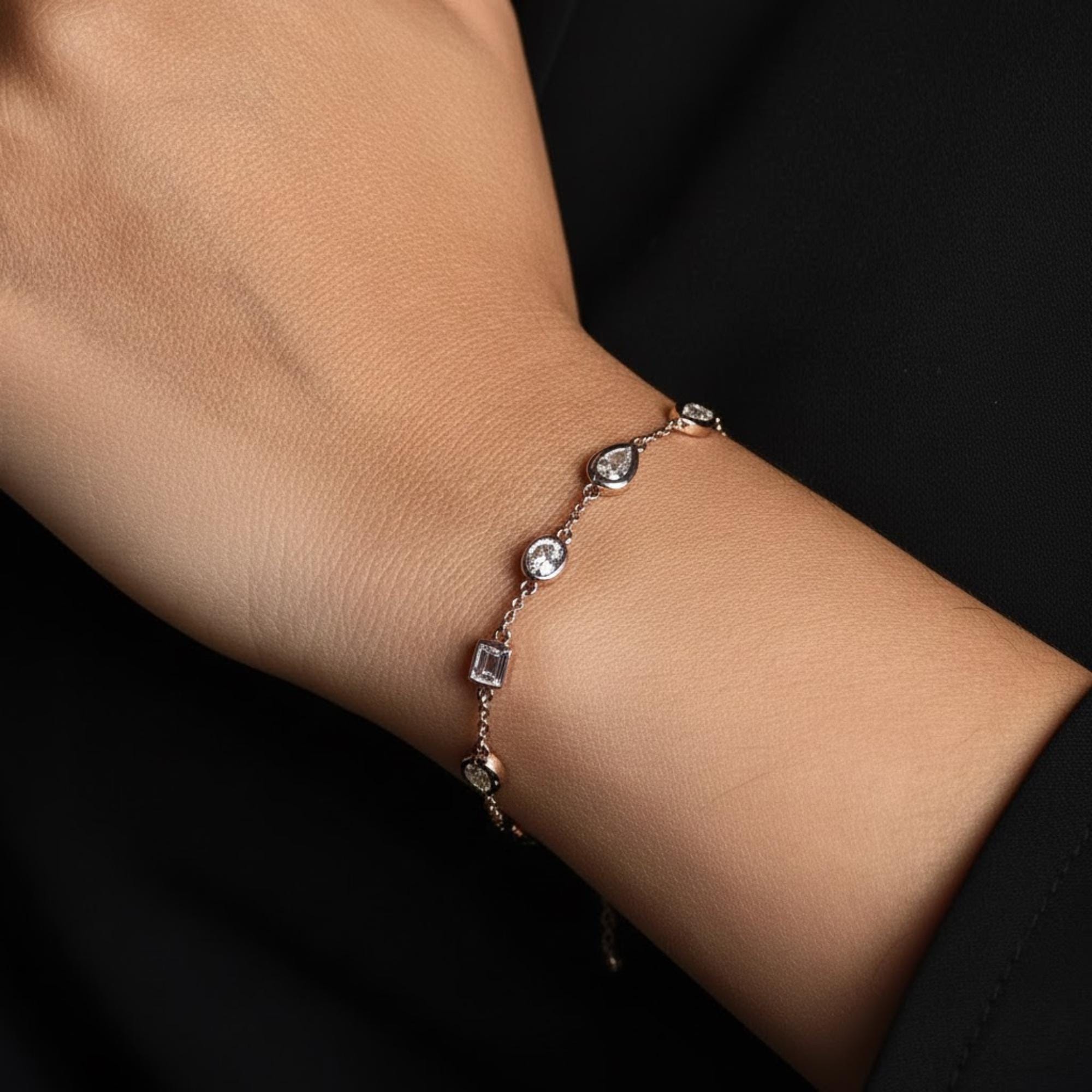 1.00 Ct Mix Cut Lab Diamond Tennis Bracelet for Women