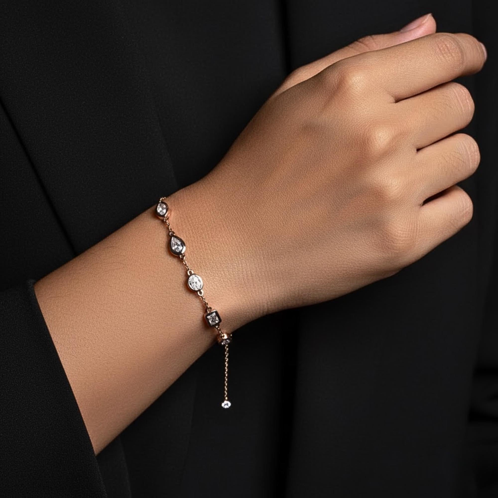1.00 Ct Mix Cut Lab Diamond Tennis Bracelet for Women