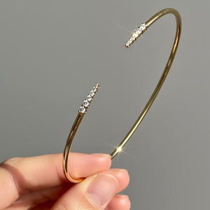 Gold Diamond Open Bangle Bracelet Round Cut Bracelet