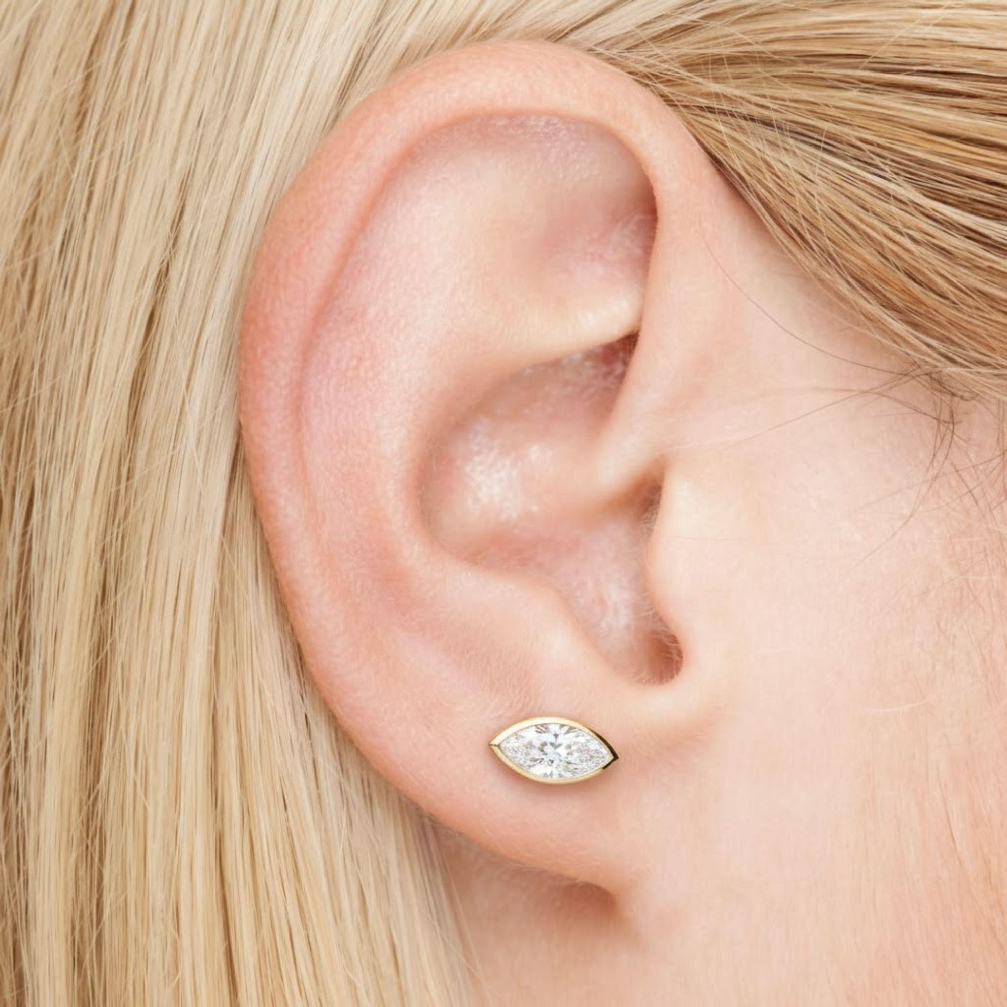 14K Solid Gold Marquise Lab Grown Diamond Stud Earring (0.50ct)