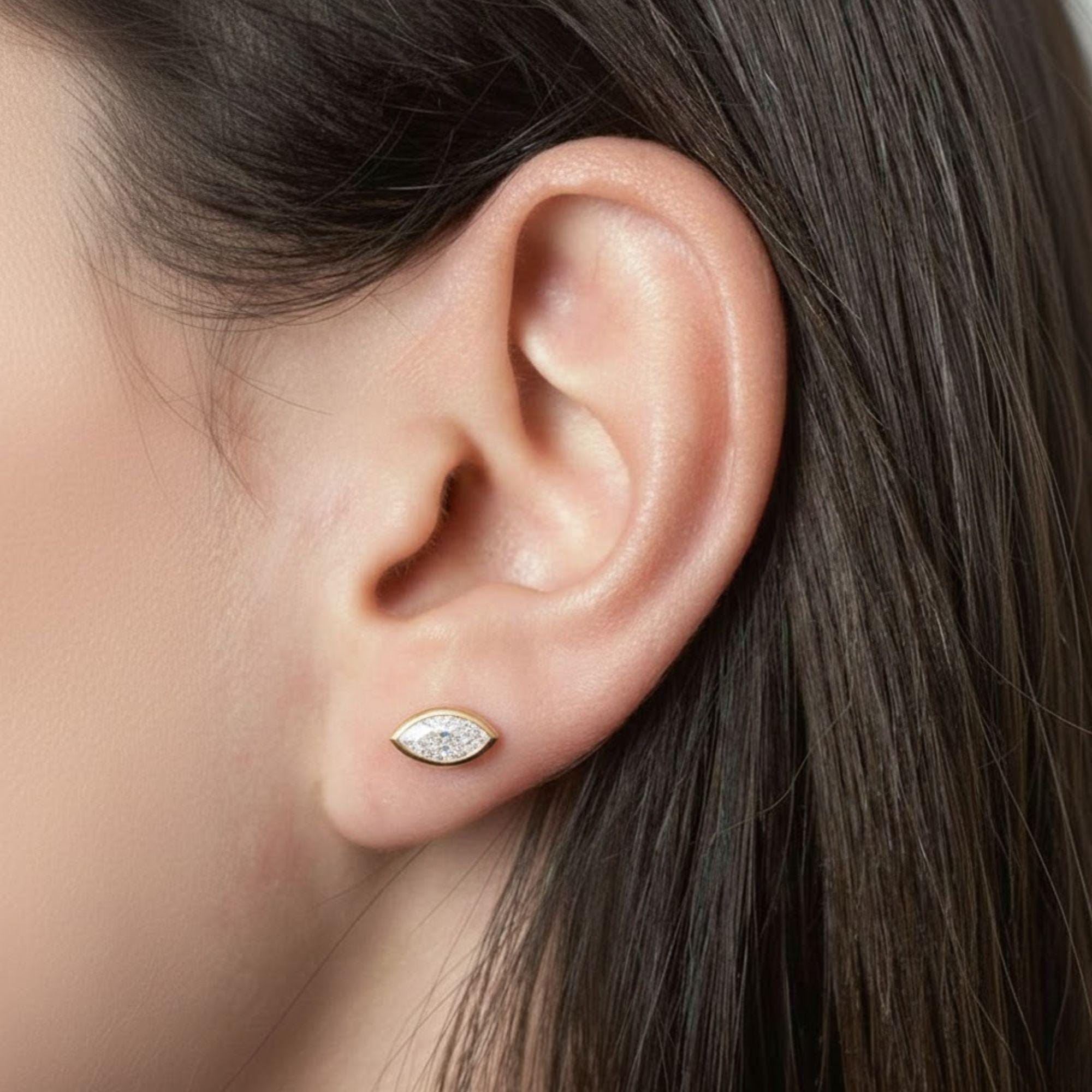 14K Solid Gold Marquise Lab Grown Diamond Stud Earring (0.50ct)