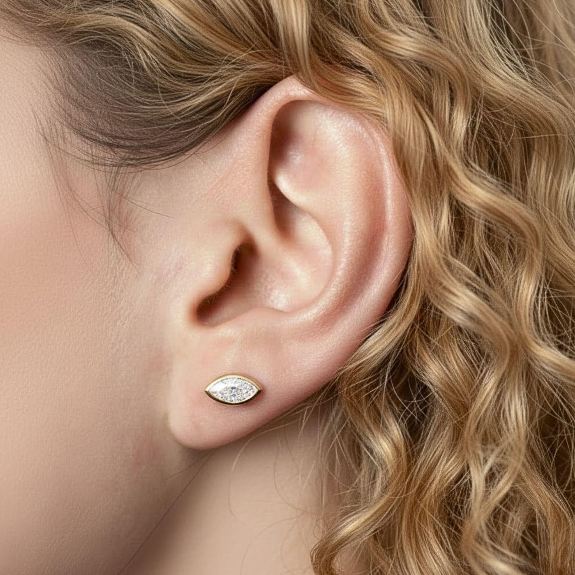14K Solid Gold Marquise Lab Grown Diamond Stud Earring (0.50ct)