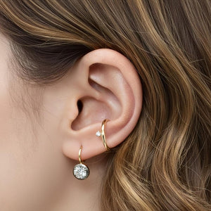 Dainty 14K Solid Gold Diamond Ear Cuff | No Piercing Earring