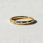 Delicate Flush Set Round Diamond Wedding Band, 14K Gold Round Dome Ring, Wide Round Lab Diamond Band, Anniversary Stacking Ring